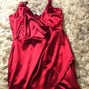 Red silk dress